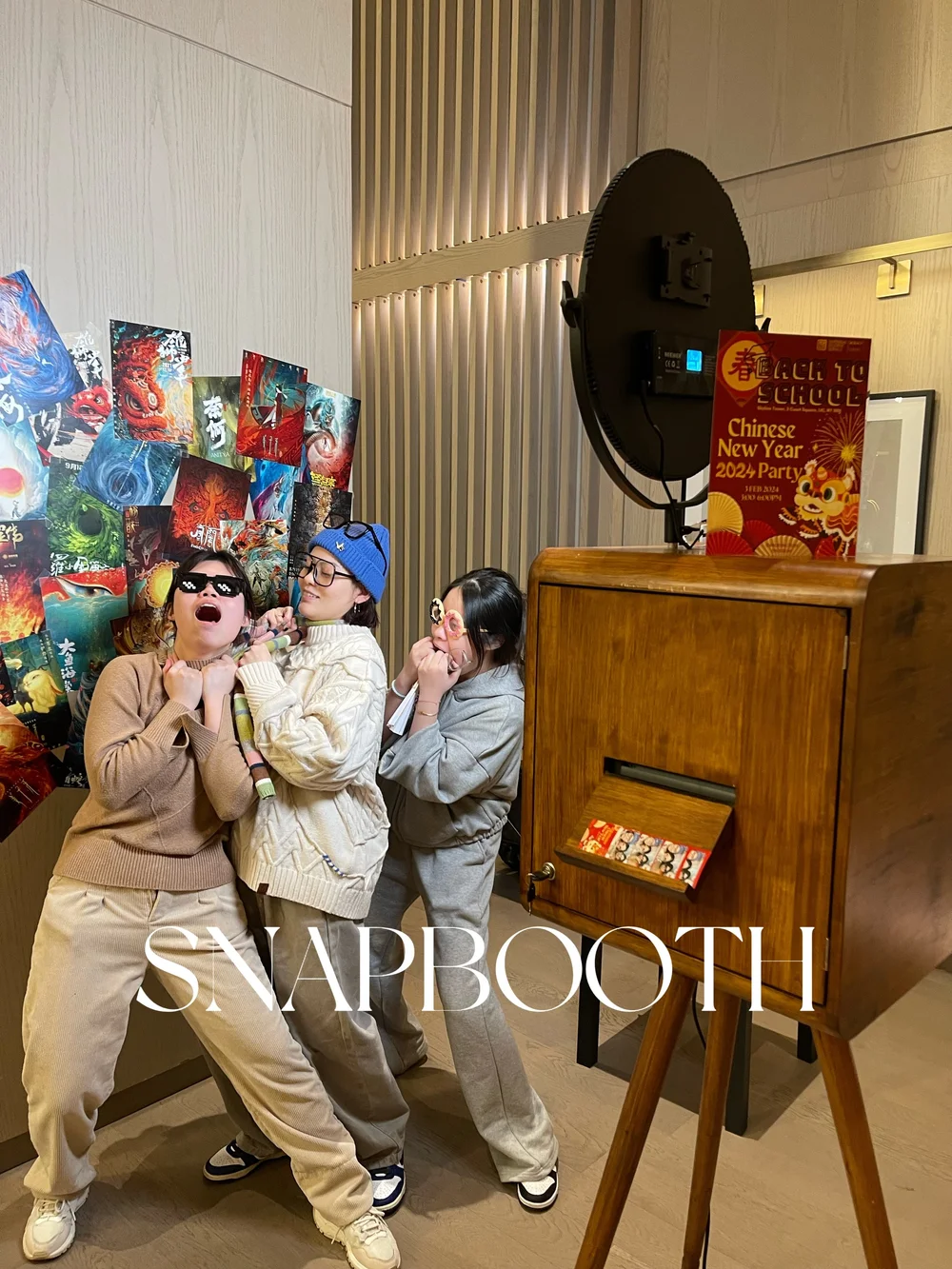 Vintage-style photo booth with instant prints at an NYC event
